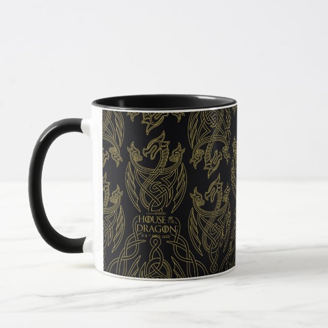 Mug HOUSE of the Dragon | Gold Filigree Dragon Pattern (Gauche)