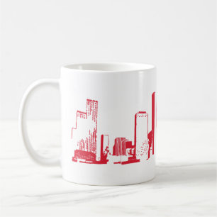 Mug Houston, Texas Skyline, Rouge - Line Art