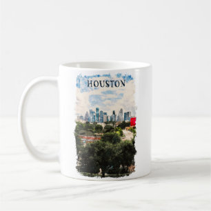 Mug Houston Texas Vintage Retro Travel Aquarelle