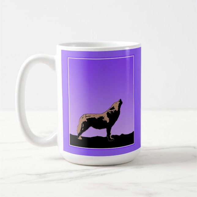 Mug Howling Wolf at Sunset - Art faunique original (Gauche)