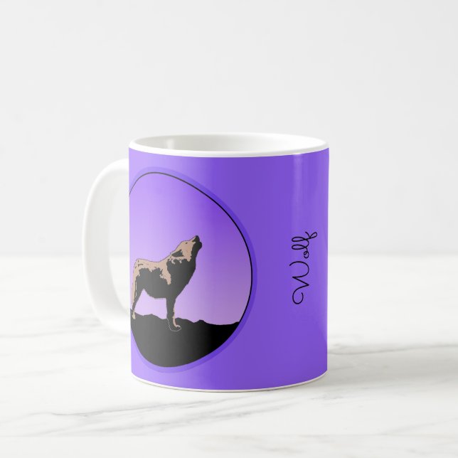 Mug Howling Wolf at Sunset - Art faunique original (Devant gauche)
