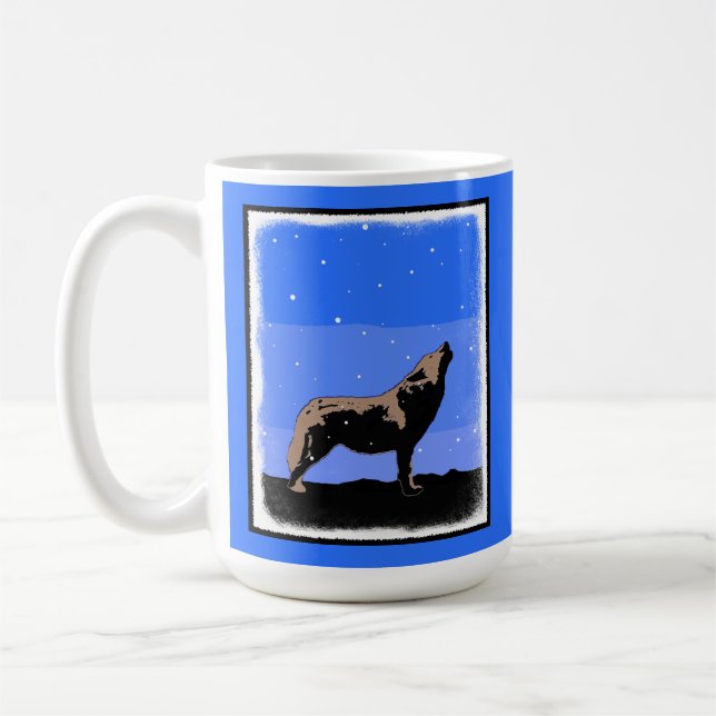 Mug Howling Wolf en hiver - Art faunique original (Gauche)
