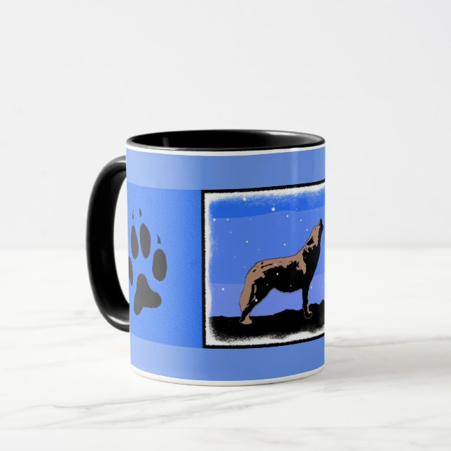 Mug Howling Wolf en hiver - Art faunique original (Devant gauche)