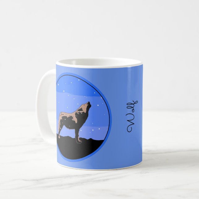 Mug Howling Wolf en hiver - Art faunique original (Devant gauche)