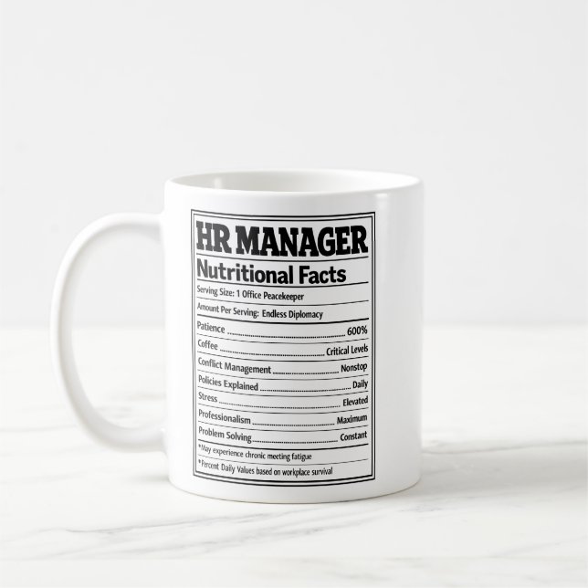 Mug HR Manager Nutritional Facts Funny Office Gift (Gauche)