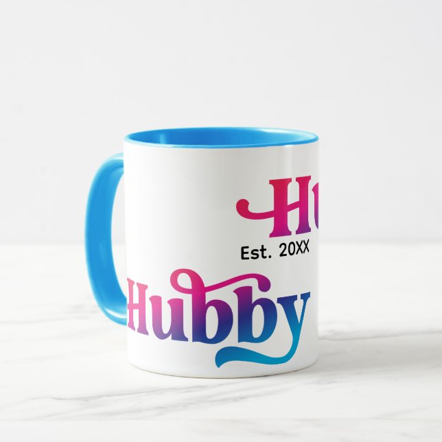 Mug Hubby Couple Mariage Anniversaire personnalisé col (Devant gauche)