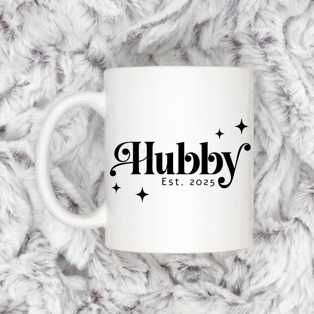 Mug Hubby Est année n'importe quelle couleur élégante  (Hubby Est year any color elegant retro font Coffee Mug)