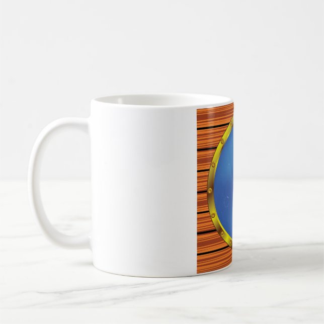 Mug Hublot de navire nautique avec eau bleue (Gauche)