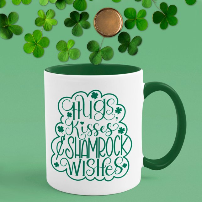 Mug Hugs, baisers et souhaits des Shamrocks Saint-Patr (Créateur téléchargé)