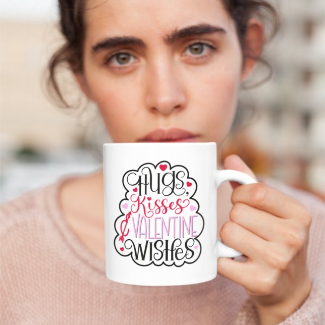 Mug Hugs, kisses and Valentine Wishes, Hearts, Love 2  (Créateur téléchargé)