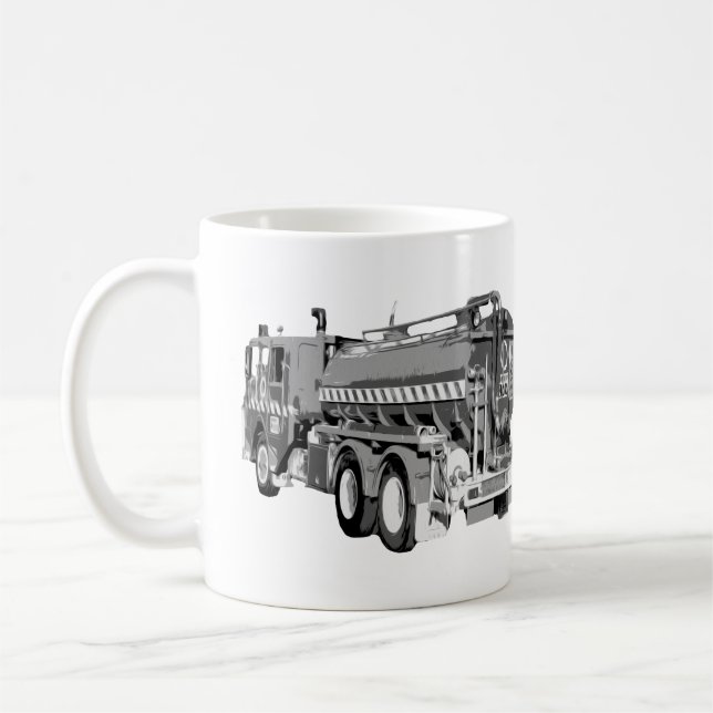 Mug Huile de camion-pompier gris peinte, (Gauche)