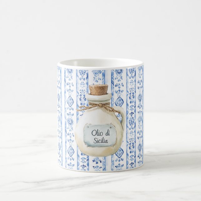 Mug Huile d'olive bleue rustique sicilienne italienne (Centre)
