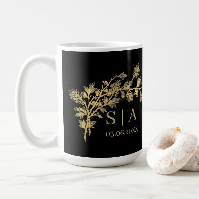 Mug Huile d'or sur mesure Luxe Botanographie Monogramm (Avec donut)