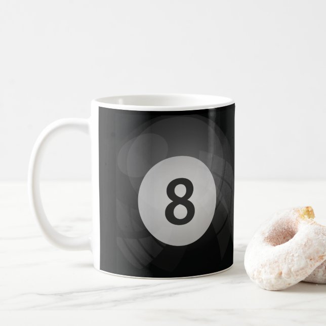 Mug Huit Billard Ball Café Mug, Coupe (Avec donut)