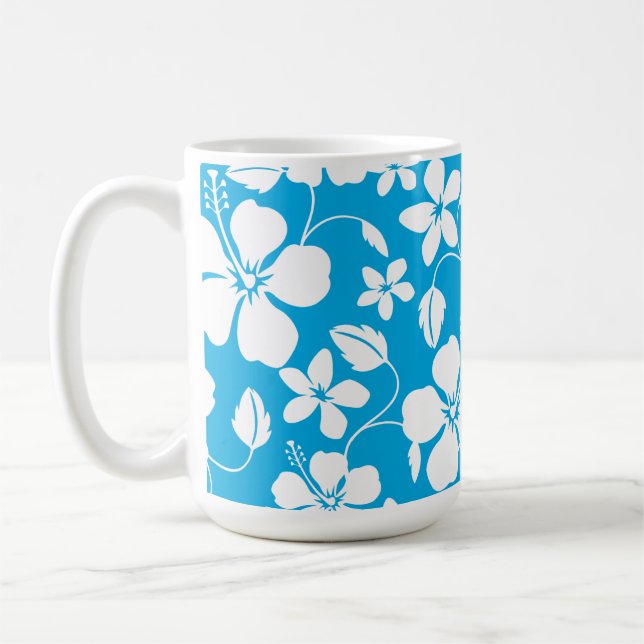MUG HULA HAÏIENNE (HIBISCUS) BLEU (Gauche)