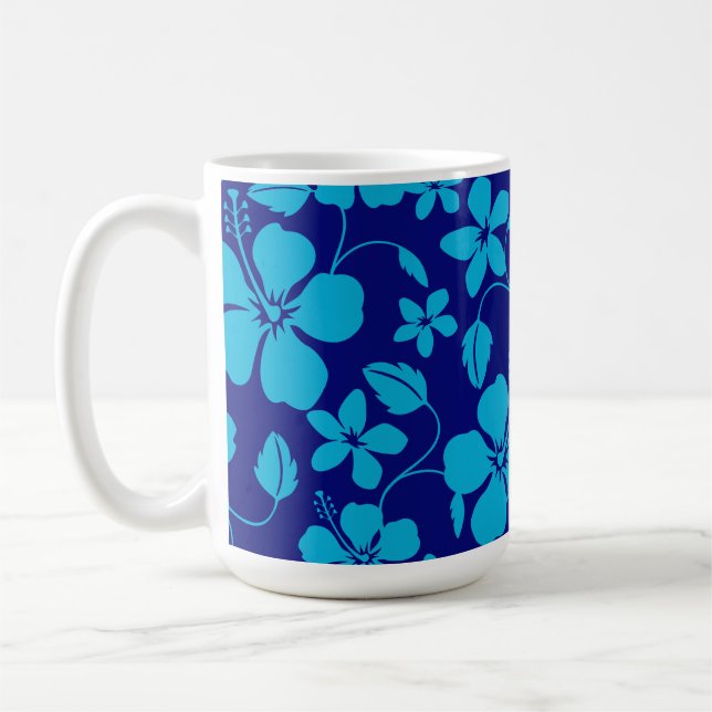 MUG HULA HAWAIEN (HIBISCUS) BLEU FONCÉ/CLAIR (Gauche)