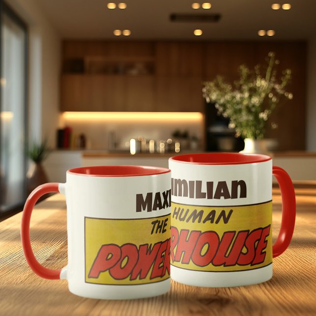 Mug Humain Powerhouse Titre comique avec votre nom (Créateur téléchargé)