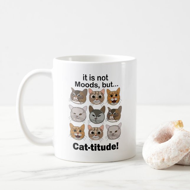 Mug Humeur féline - Amoureux des chats (Avec donut)