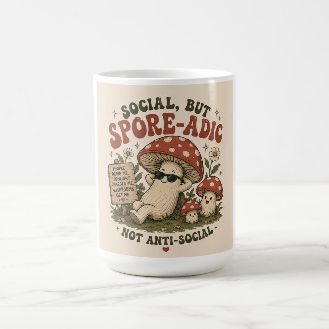 Mug Humeur Sporadique – Design Rétro Champignon Mignon (Centre)