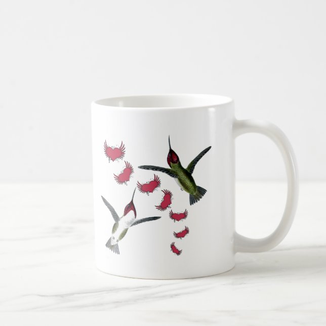 Mug Humming Birds Grunge Hearts with Wings (Droite)