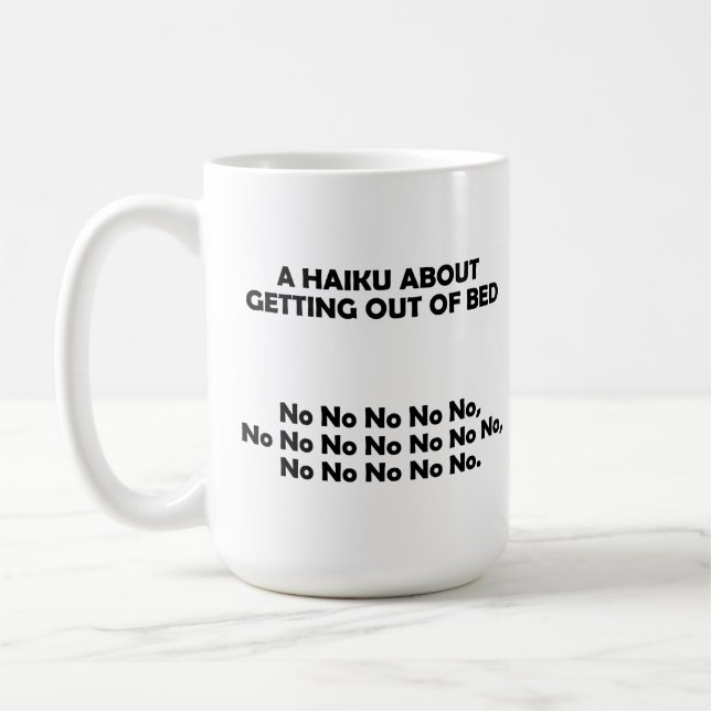 Mug Humoristique Haïku Pour Sortir Du Lit (Gauche)