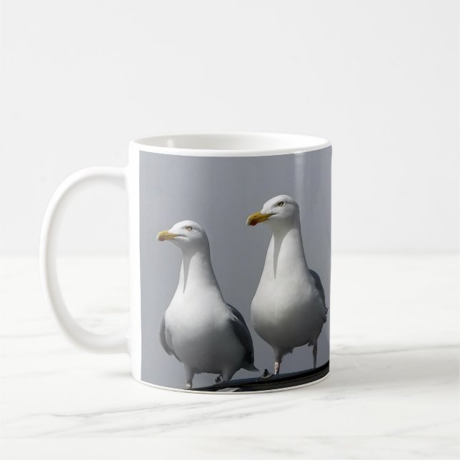Mug Humorous Mr & Mrs Gully Romantic Seagull Coastal (Gauche)