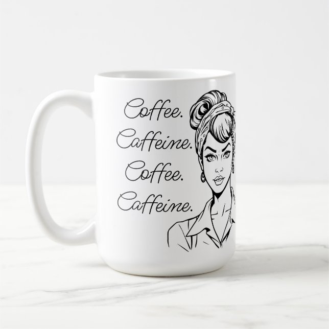 Mug Humour Café | Café, Caféine, Répéter (Gauche)