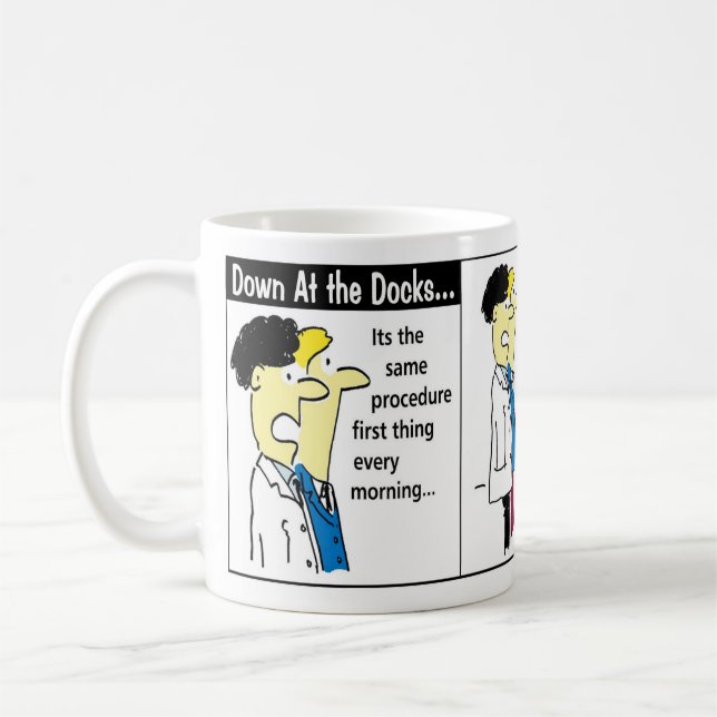 Mug Humour de dessin du conteneur d'expédition de Dock (Gauche)