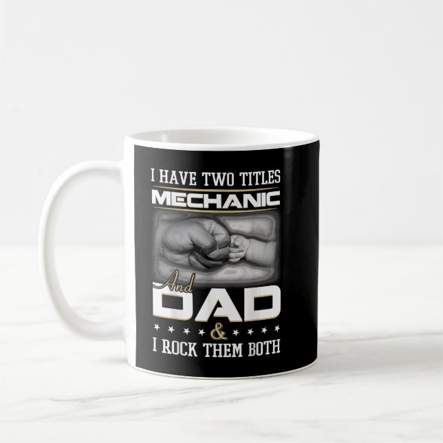 Mug Humour de père mécanicien Citation conception vête (Gauche)