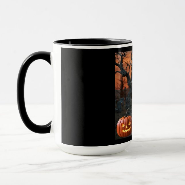 Mug Humour de pierre gravée d'Halloween "Dewey Burnum" (Gauche)