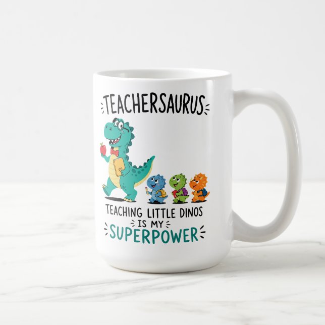 Mug Humour de professeur Teachersaurus avec de petits  (Droite)