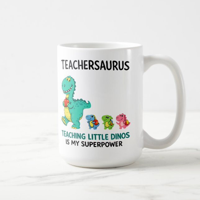 Mug Humour de professeur Teachersaurus avec de petits  (Droite)