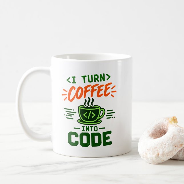 Mug Humour de programmeur informatique Je transforme l (Avec donut)