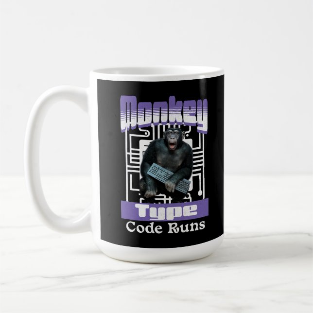 Mug Humour de programmeur sur le singe qui tape du cod (Gauche)