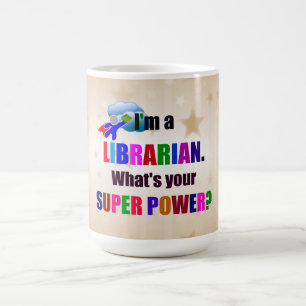 Mug Humour de super puissance bibliothécaire