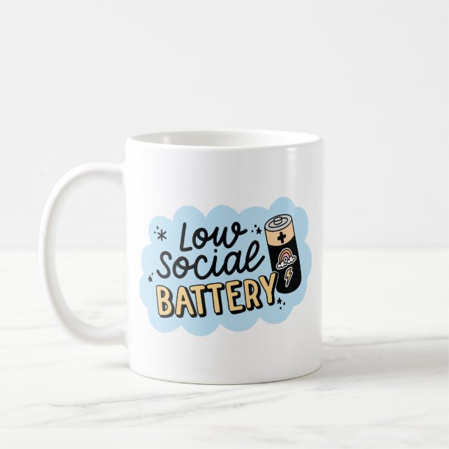 Mug Humour d'introverti à faible batterie sociale (Gauche)