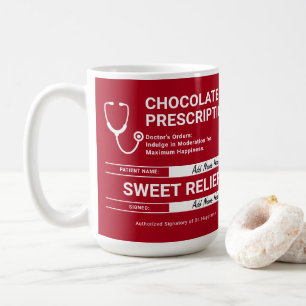 Mug Humour d'ordonnance de chocolat Rouge Blanc Blanc 
