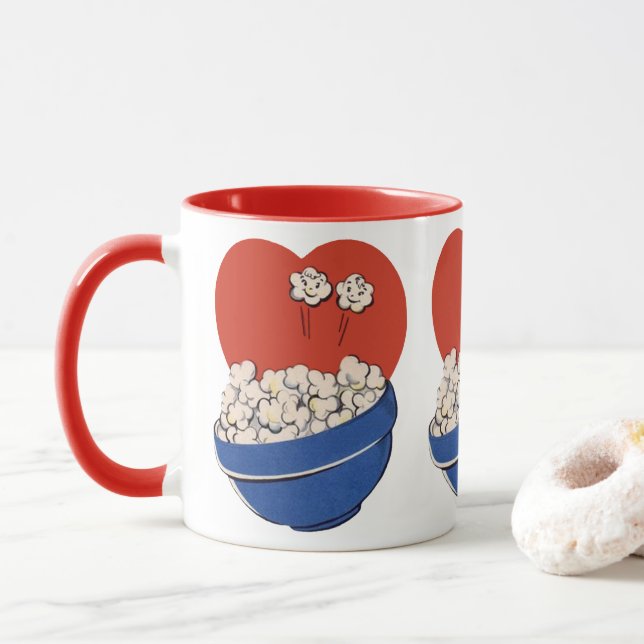 Mug Humour Mignon Rétro, Bol de Popcorn pour le Cinéma (Avec donut)