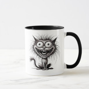 Mug Humour Noir et Blanc, Chat Excentrique.