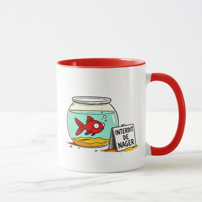 Mug Humour : Un poisson rouge dans son bocal.  (Droite)