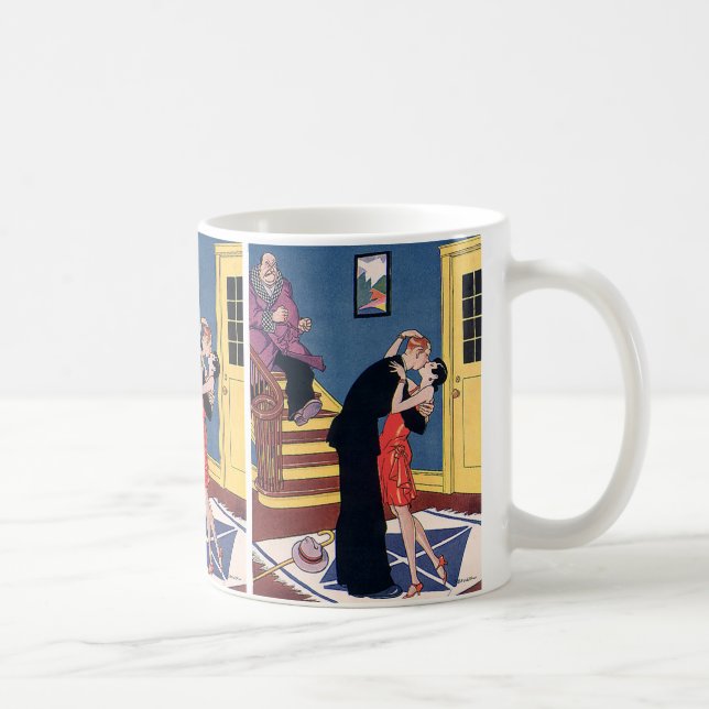 Mug Humour vintage, Amour et Romance, Baiser nocturne (Droite)