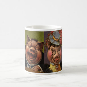 Mug Humour Vintage, Cochons Victoriennes Drôles qui ri