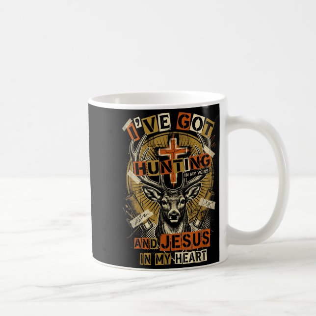 Mug Hunting In My Veins Jesus In Heart Christian Deer  (Droite)