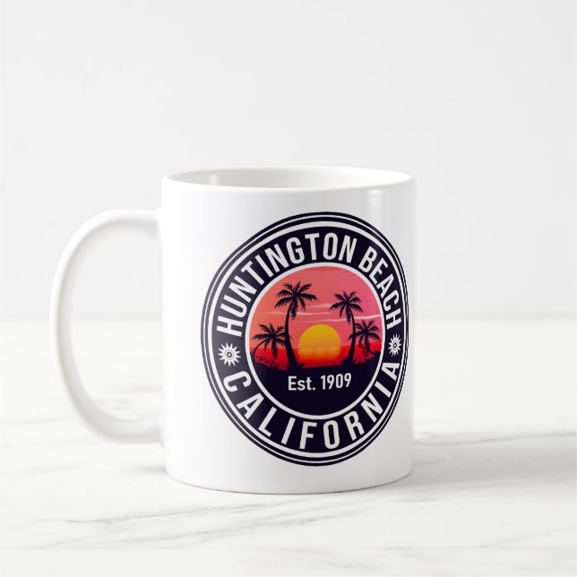 Mug Huntington Beach California Retro Sunset Souvenirs (Gauche)