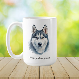 Mug Husky Aquarelle + Citation Personnalisée