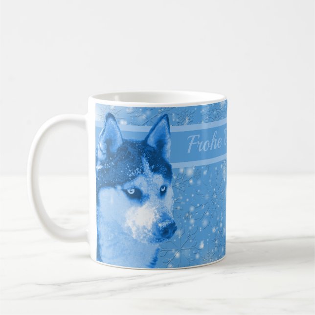 Mug Husky bleu Joyeux Noël papa (Gauche)