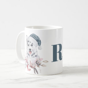 Mug Husky de Noël Monogramme Chien