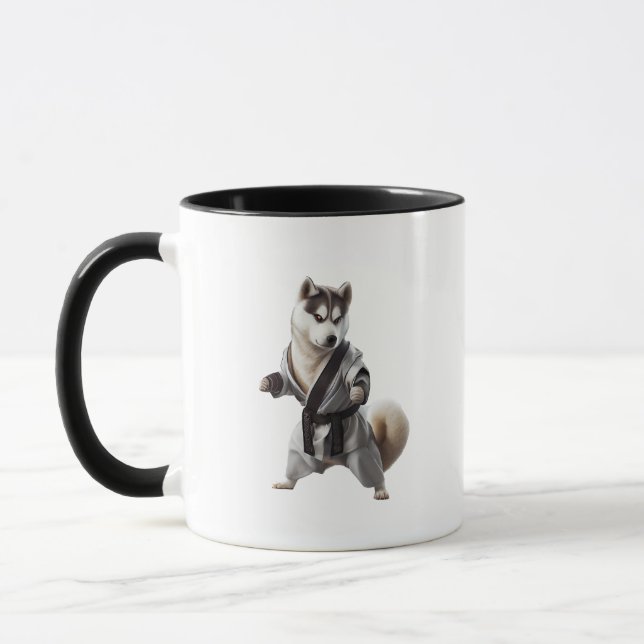 Mug Husky Dog Jouer Karate, Champion de Karate Husky D (Gauche)