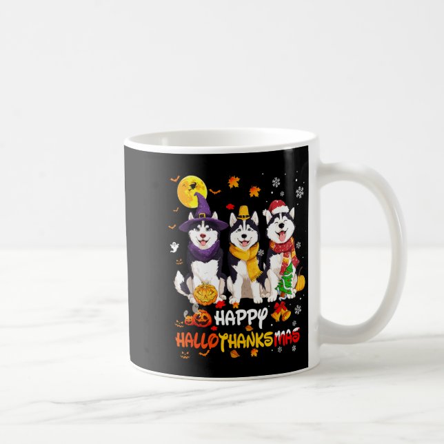 Mug Husky Happy Hallothanksmas Dog Lover Christmas  (Droite)