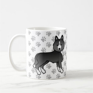 Mug Husky Sibérien de Dessin Animé Noir avec des Patte